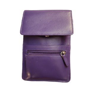 Soft lush purple leather cross body purse EUC